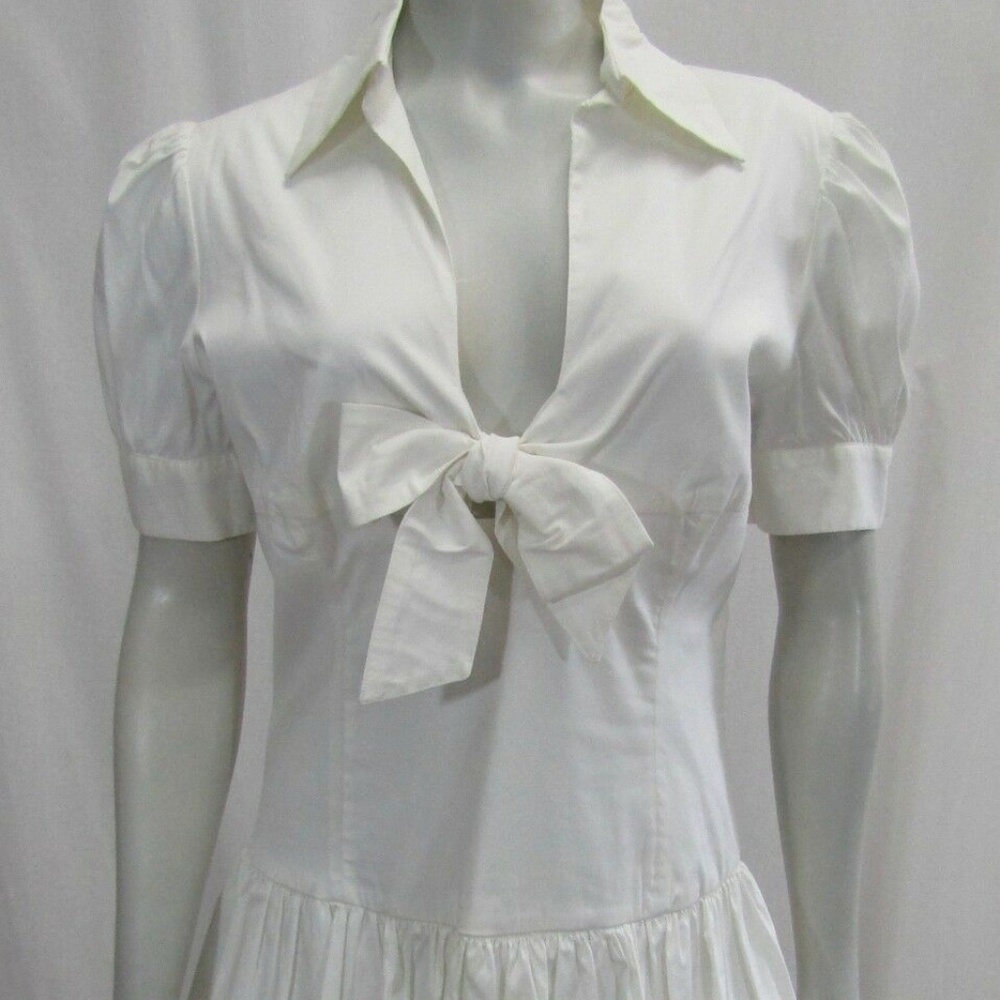 Flavio Castellani 44 6 Sailor Dress White Cotton V-neckline Short-sleeve
